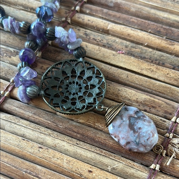 💜Purple Handcrafted Lepidolite Pendant Necklace - Picture 7 of 12